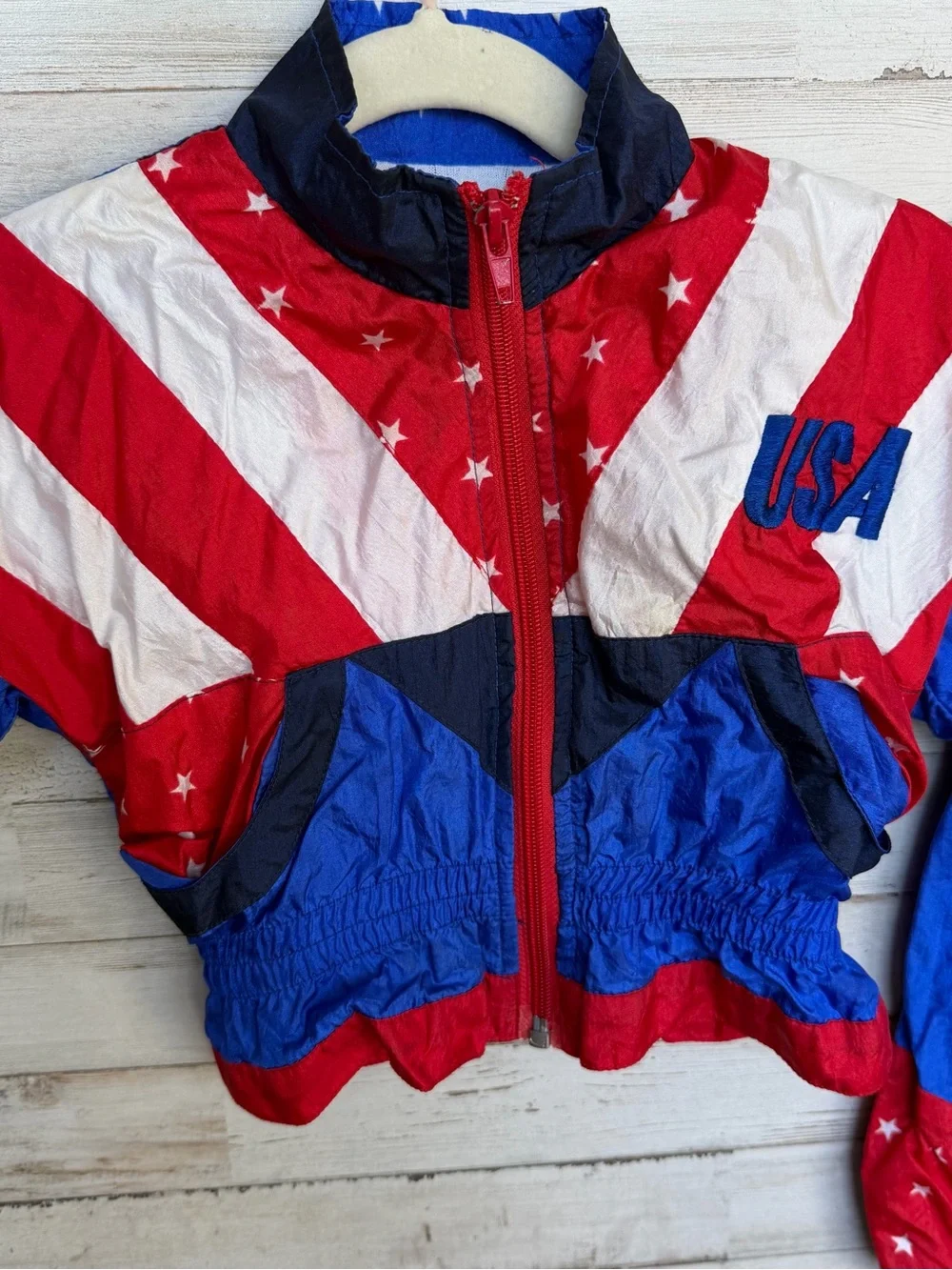 Vintage Red, White & Blue Kids Jacket and Pants Windbreaker Set